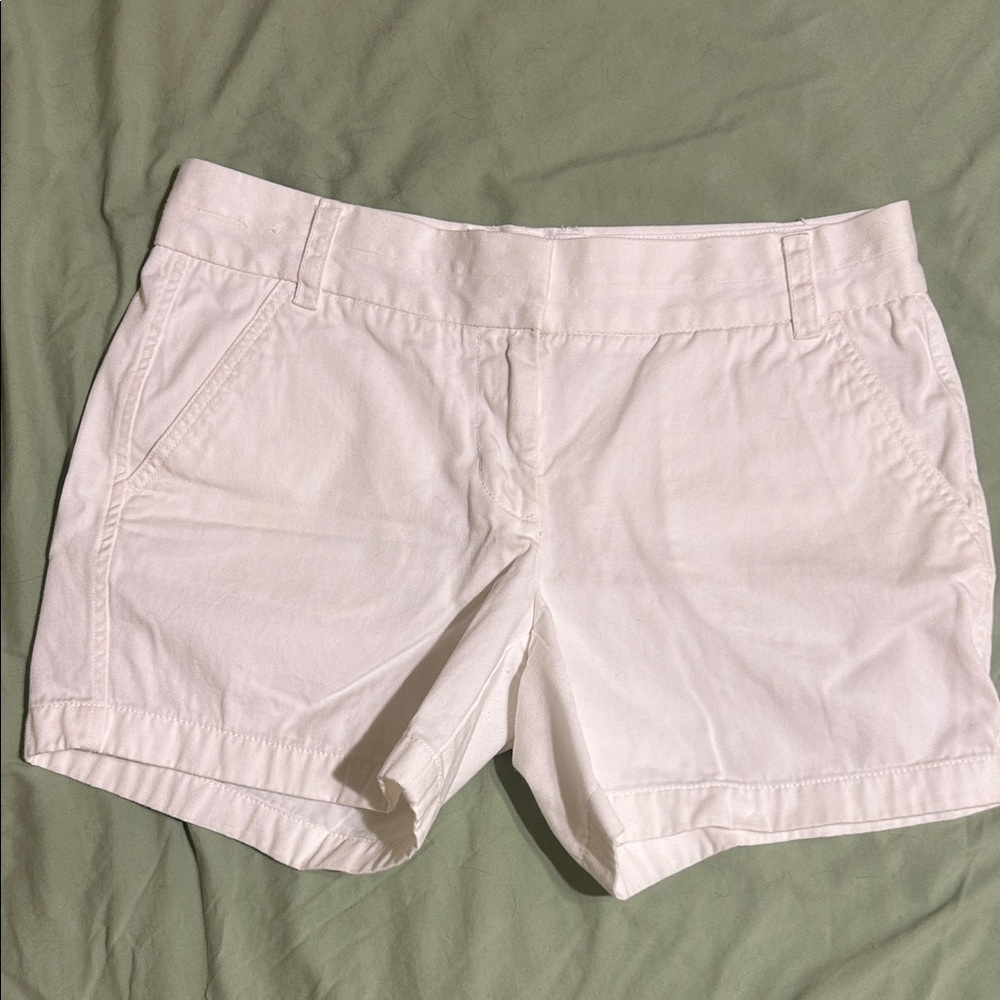 J. Crew White Cotton Chino Shorts